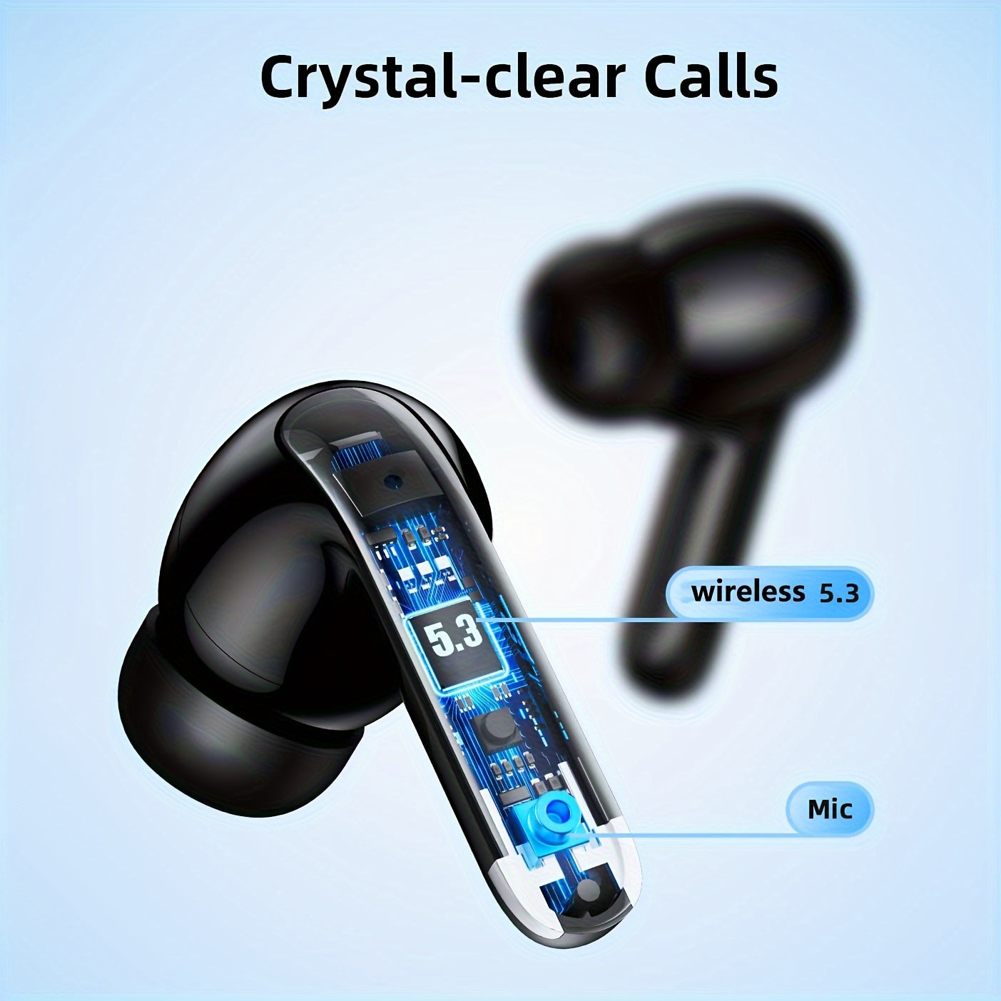 Wireless Headphones, Wireless 5.3 Earbuds, 13Mm Speaker, 30H Playtime, Type-C Fast Charging Box, Stereo Wireless In-Ear Headset, Suitable for Iphone And Android In-Ear Headsets, Gaming Business Sports Headphone Mic