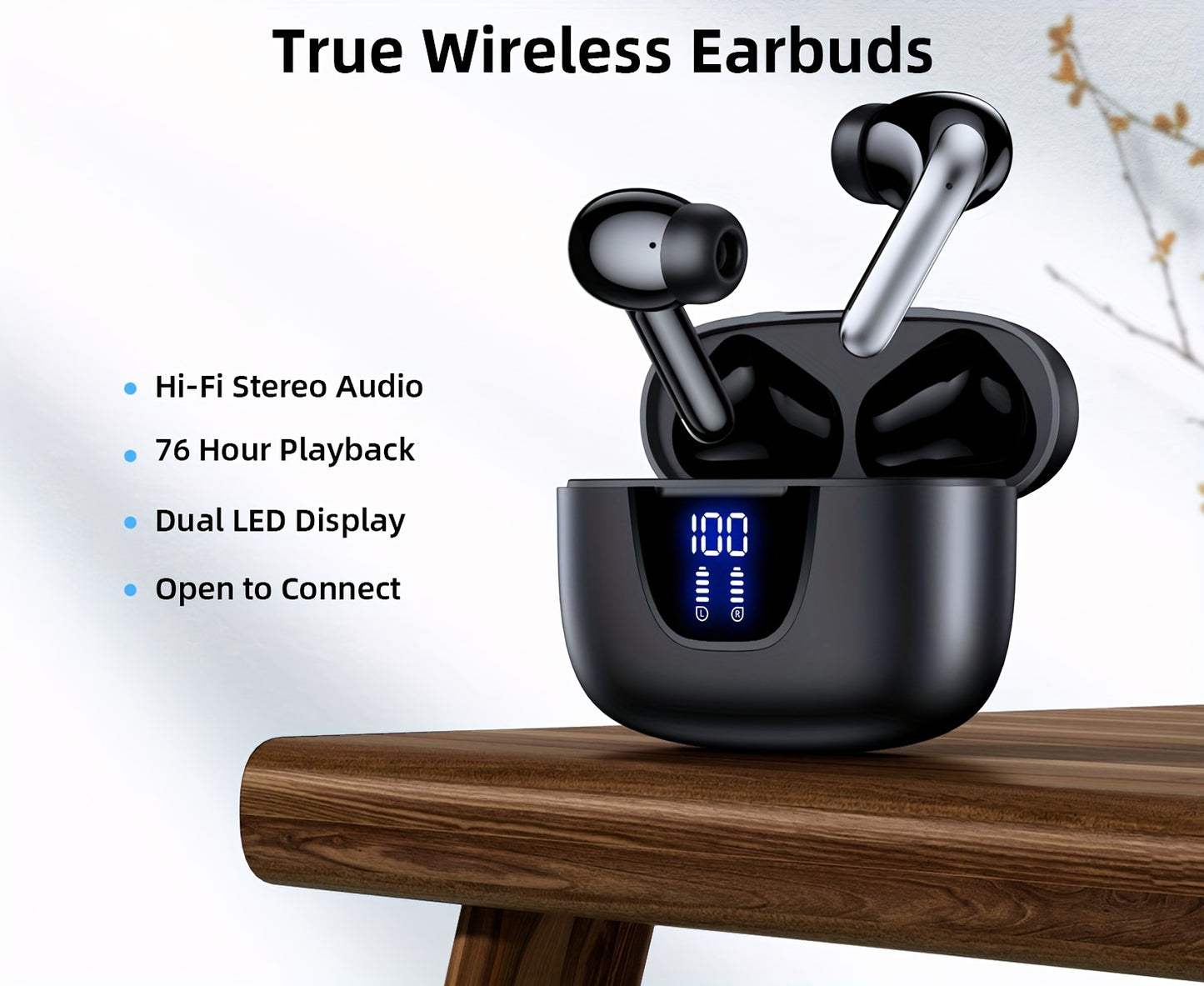 Wireless Headphones, Wireless 5.3 Earbuds, 13Mm Speaker, 30H Playtime, Type-C Fast Charging Box, Stereo Wireless In-Ear Headset, Suitable for Iphone And Android In-Ear Headsets, Gaming Business Sports Headphone Mic