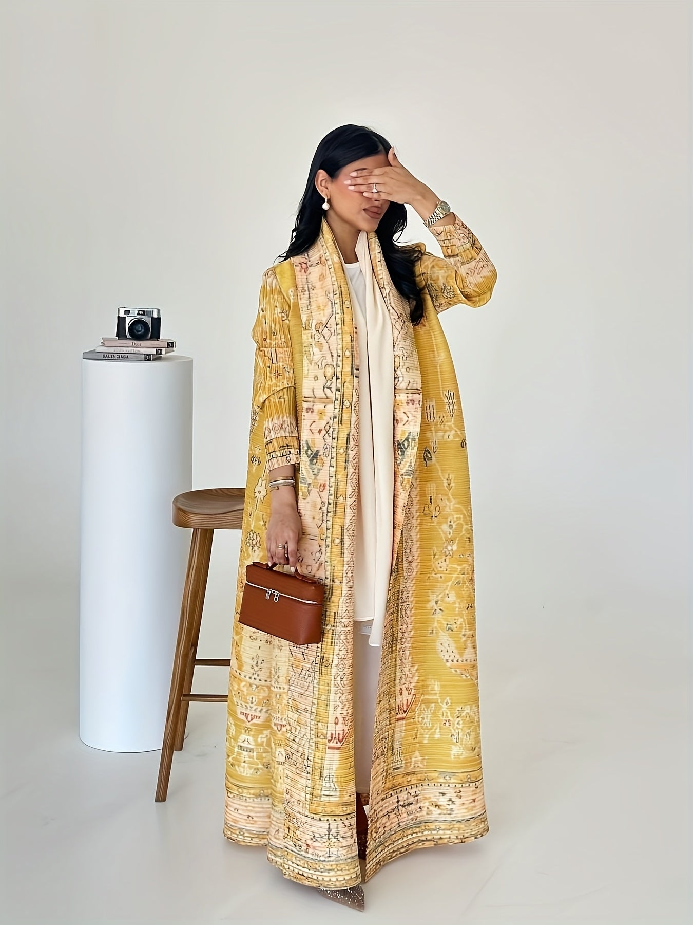 Plus Size Yellow Floral Kaftan Dress