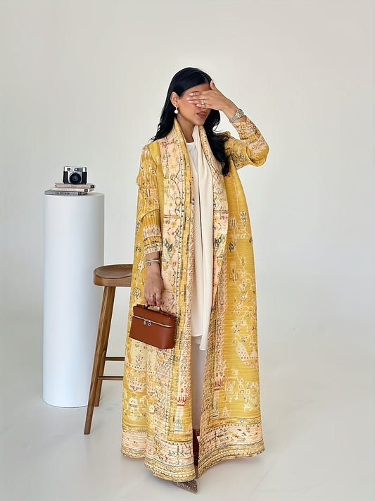 Plus Size Yellow Floral Kaftan Dress