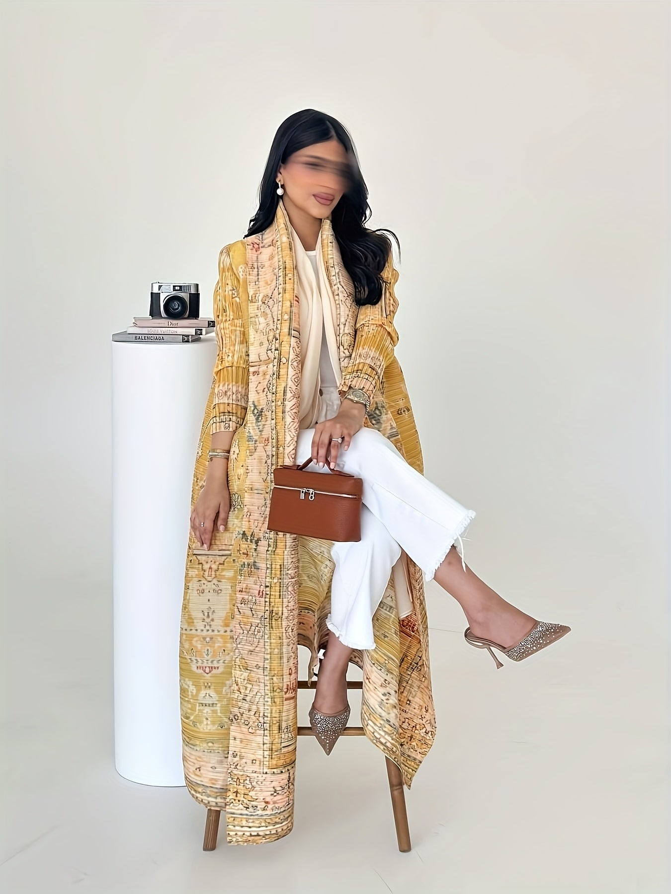 Plus Size Yellow Floral Kaftan Dress