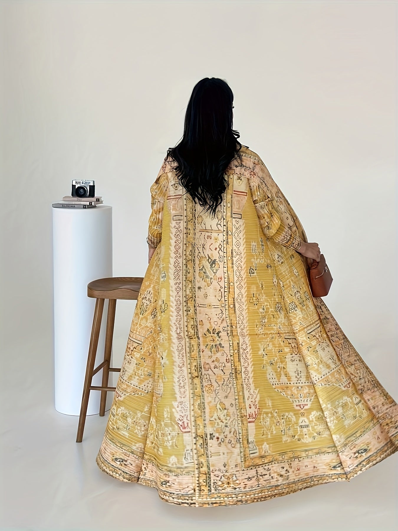 Plus Size Yellow Floral Kaftan Dress