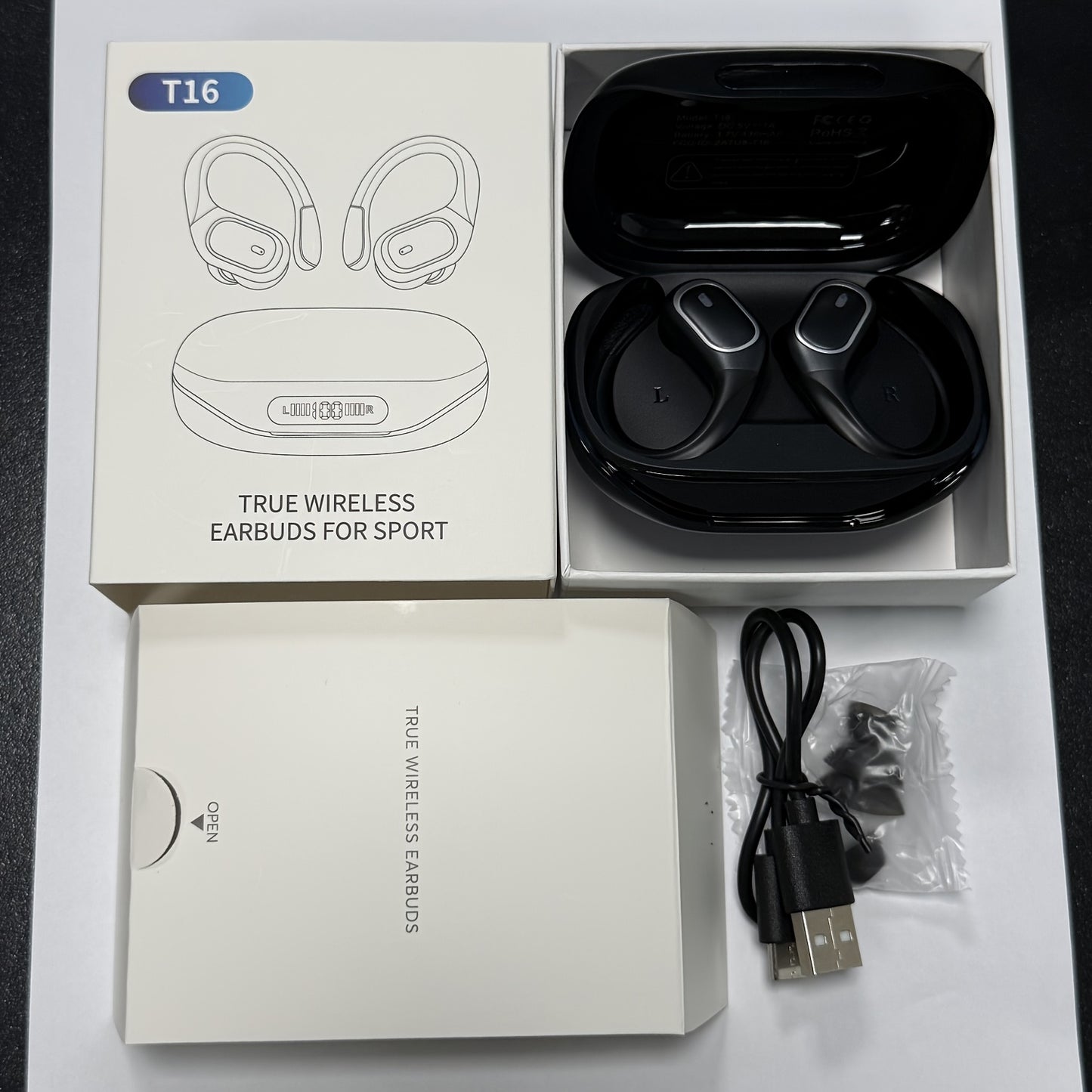 New Wireless Earphones Designed for Gym Running, 430mAh Large Capacity Battery, Stereo In-Ear Earphones with LED Display Charging Case, Wireless Earphones with Deep Bass Effect and Ear Hooks, HiFi Stereo Sports Earphones with