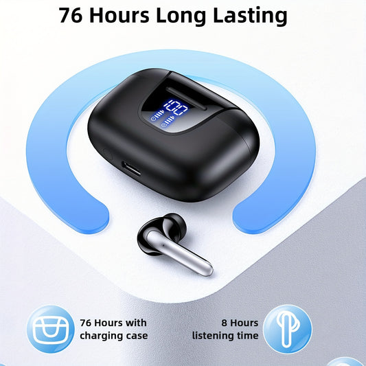Wireless Headphones, Wireless 5.3 Earbuds, 13Mm Speaker, 30H Playtime, Type-C Fast Charging Box, Stereo Wireless In-Ear Headset, Suitable for Iphone And Android In-Ear Headsets, Gaming Business Sports Headphone Mic