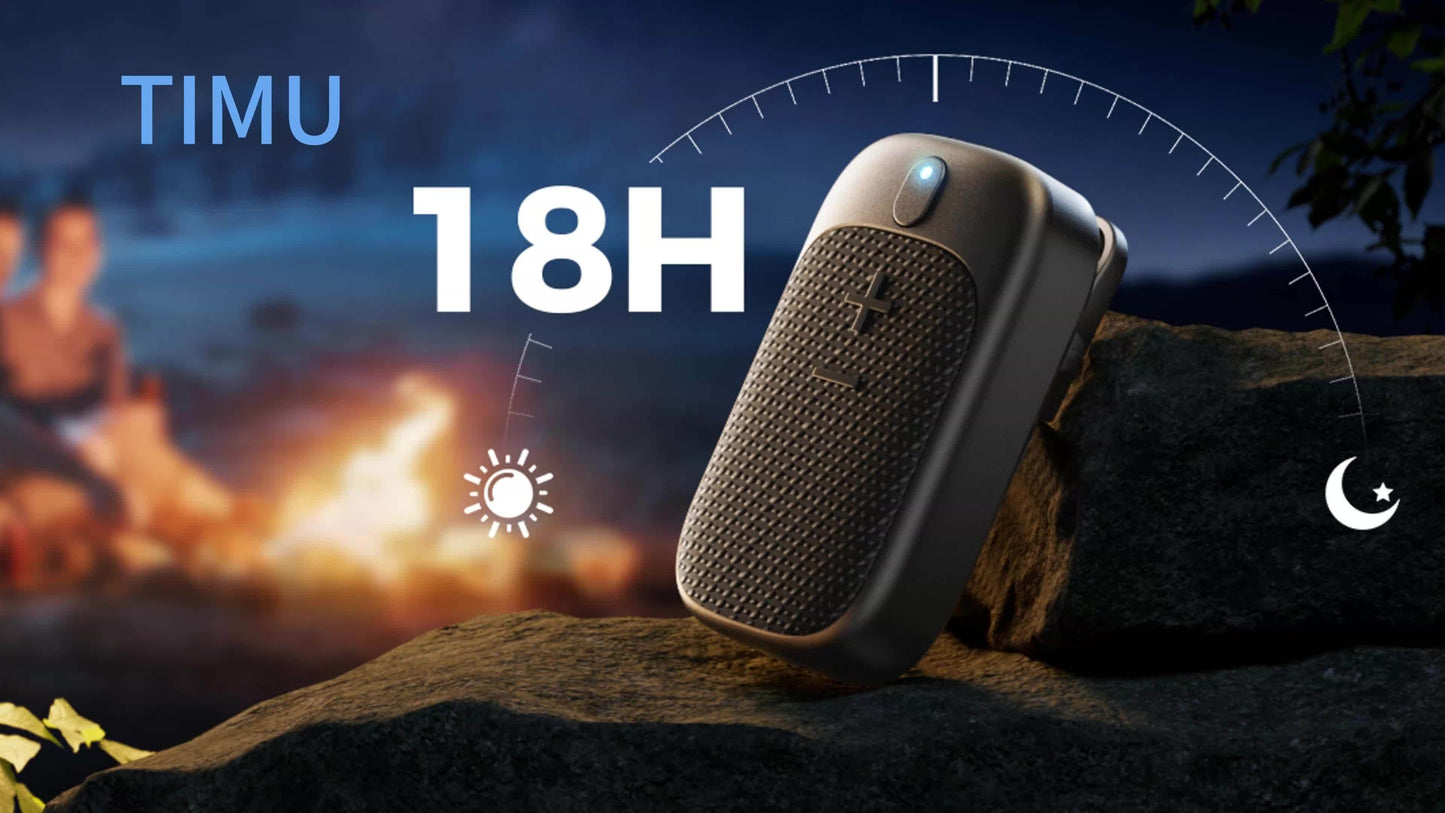 TIMU Mini Wireless Speaker, Wearable Clip-On Portable Speaker with Built-in Microphone for Hands-Free Music and Calls, Up to 24 Hours Battery Life, Compact Outdoor Speaker Suitable for Both Men and Women