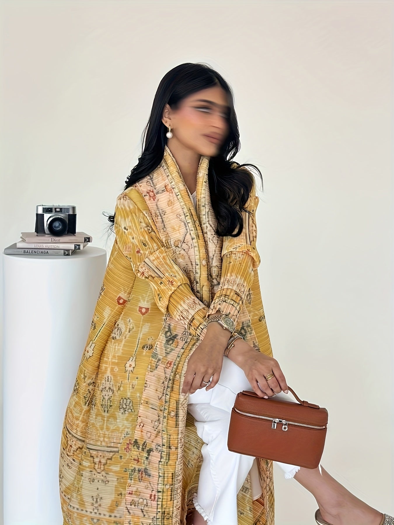 Plus Size Yellow Floral Kaftan Dress